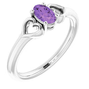 Natural Amethyst Youth Heart Ring-14kt White Gold-