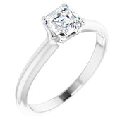 10K White 5x5 mm Asscher Cubic Zirconia Solitaire Engagement Ring-6.00-
