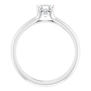 10K White 5x5 mm Asscher Cubic Zirconia Solitaire Engagement Ring-