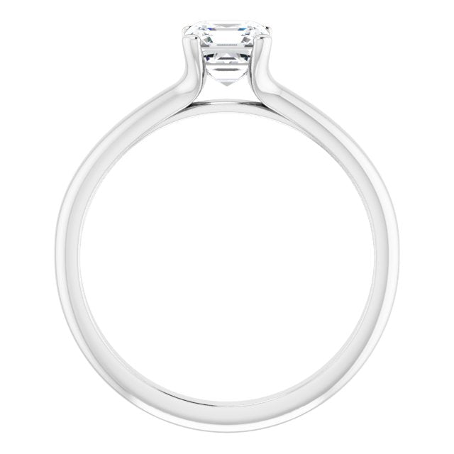 10K White 5x5 mm Asscher Cubic Zirconia Solitaire Engagement Ring-