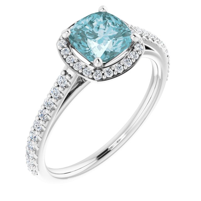 Platinum Natural Sky Blue Topaz & 1/3 CTW Natural Diamond Engagement Ring-