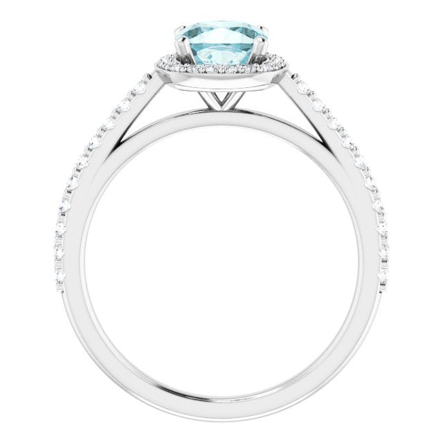 Platinum Natural Sky Blue Topaz & 1/3 CTW Natural Diamond Engagement Ring-