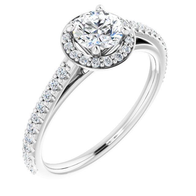 3/4 CTW Diamond Halo-Style Engagement Ring-14kt White Gold-6.00-