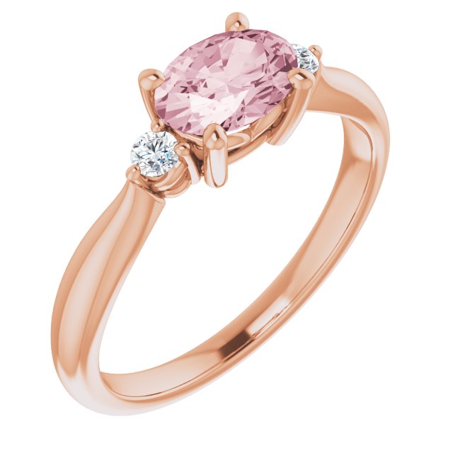 7x5 mm Oval Natural Morganite & .08 CTW Natural Diamond Ring-14kt Rose Gold-6.00-