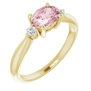 7x5 mm Oval Natural Morganite & .08 CTW Natural Diamond Ring-14kt Yellow Gold-6.00-
