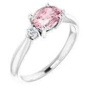 7x5 mm Oval Natural Morganite & .08 CTW Natural Diamond Ring-14kt White Gold-6.00-