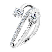 3/4 CTW Diamond Two-Stone Bypass Ring-14kt White Gold-6.00-
