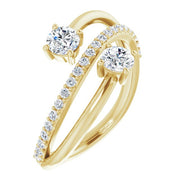 3/4 CTW Diamond Two-Stone Bypass Ring-14kt Yellow Gold-6.25-