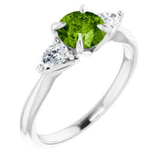 Natural Peridot & 1/4 CTW Natural Diamond Ring-14kt White Gold-6.00-