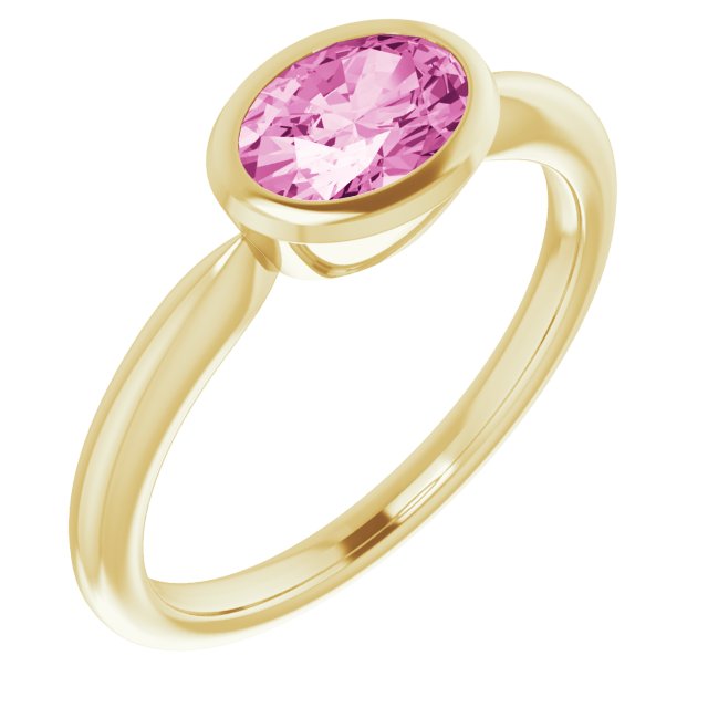 Lab-Grown Pink Sapphire Ring-14kt Yellow Gold-6.00-
