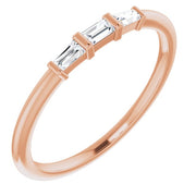 1/6 CTW Diamond Three-Stone Stackable Ring-14kt Rose Gold-6.00-