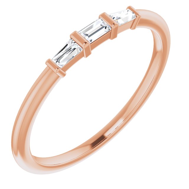 1/6 CTW Diamond Three-Stone Stackable Ring-14kt Rose Gold-6.00-