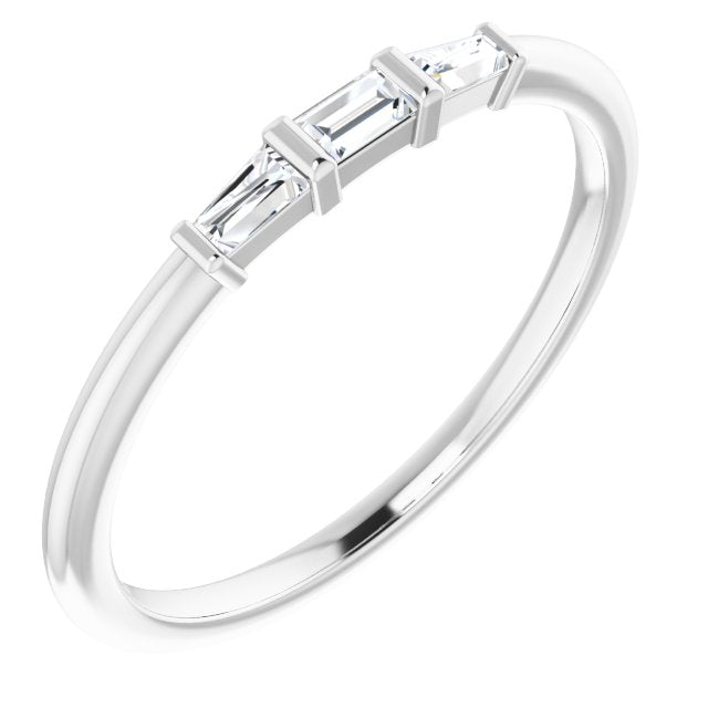 1/6 CTW Diamond Three-Stone Stackable Ring-14kt White Gold-6.00-