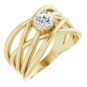 1/4 CT Diamond Solitaire Criss-Cross Ring - Primary Stone 4.1 mm-14kt Yellow Gold-6.00-