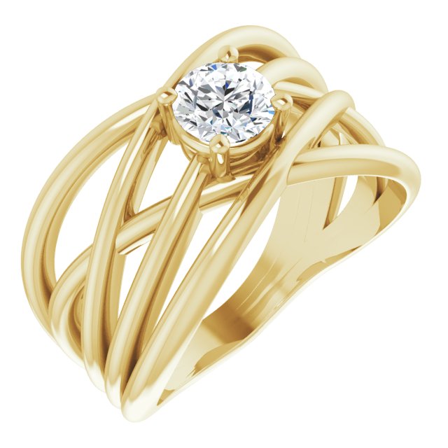 1/4 CT Diamond Solitaire Criss-Cross Ring - Primary Stone 4.1 mm-14kt Yellow Gold-6.00-