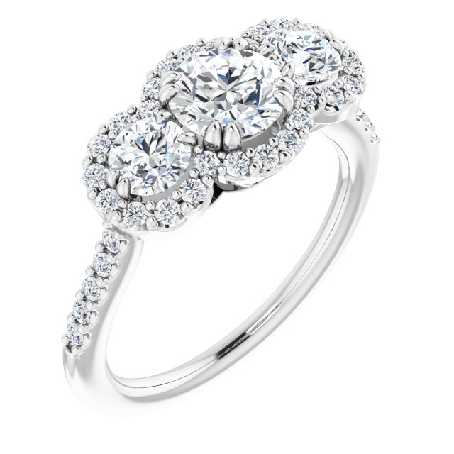 14K White 1 CTW Natural Diamond Engagement Ring-