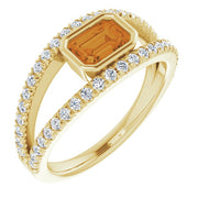 Natural Citrine & 3/8 CTW Natural Diamond Ring-14kt Yellow Gold-6.00-