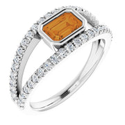Natural Citrine & 3/8 CTW Natural Diamond Ring-14kt White Gold-6.00-