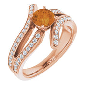 Natural Citrine & 3/8 CTW Natural Diamond Ring-14kt Rose Gold-6.00-