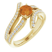 Natural Citrine & 3/8 CTW Natural Diamond Ring-14kt Yellow Gold-6.00-