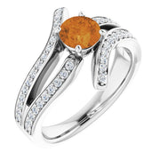 Natural Citrine & 3/8 CTW Natural Diamond Ring-14kt White Gold-6.00-