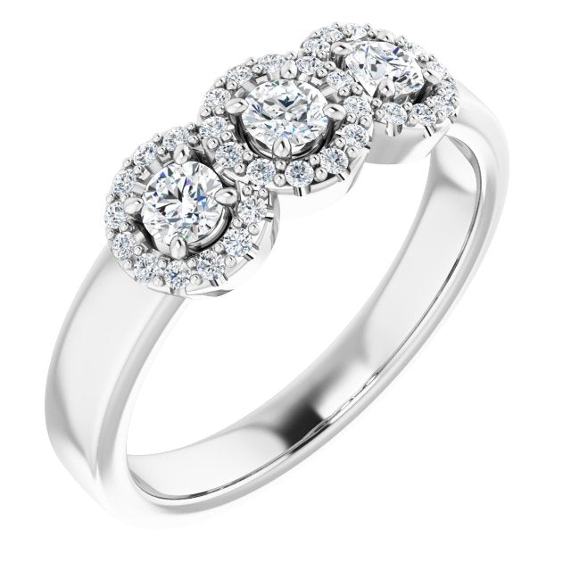 14K White 3/8 CTW Natural Diamond Engagement Ring - Primary Stone Size 3 mm-