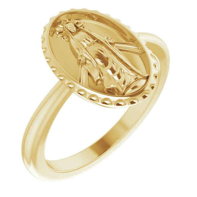 Miraculous Medal Ring-14kt Yellow Gold-6.00-