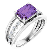 Natural Amethyst & 1/5 CTW Natural Diamond Ring-14kt White Gold-6.00-