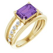Natural Amethyst & 1/5 CTW Natural Diamond Ring-14kt Yellow Gold-6.00-