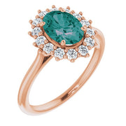 Lab-Grown Alexandrite & 3/8 CTW Natural Diamond Ring-14kt Rose Gold-