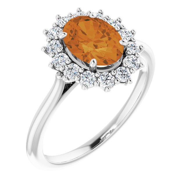 Natural Citrine & 3/8 CTW Natural Diamond Ring-Platinum-6.00-