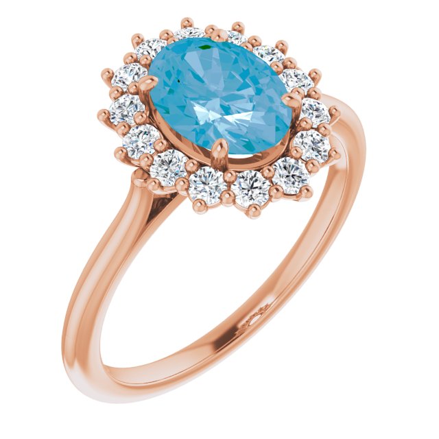 Natural Swiss Blue Topaz & 3/8 CTW Natural Diamond Ring-14kt Rose Gold-6.00-