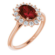 Natural Mozambique Garnet & 3/8 CTW Natural Diamond Ring-14kt Rose Gold-6.00-