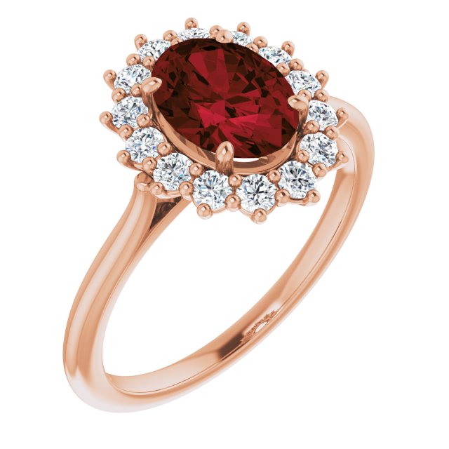 Natural Mozambique Garnet & 3/8 CTW Natural Diamond Ring-14kt Rose Gold-6.00-