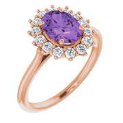 Natural Amethyst & 3/8 CTW Natural Diamond Ring-14kt Rose Gold-6.00-