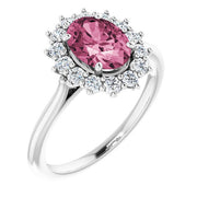 Natural Pink Tourmaline & 3/8 CTW Natural Diamond Ring-Platinum-6.00-
