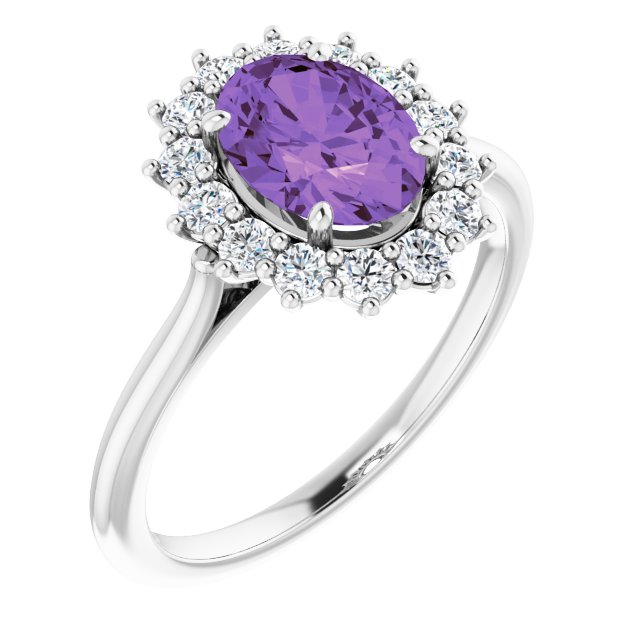 Natural Amethyst & 3/8 CTW Natural Diamond Ring-Platinum-6.00-