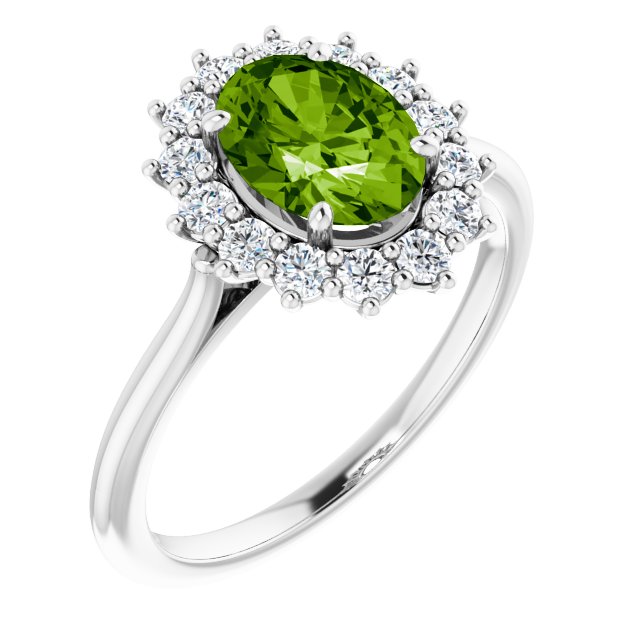 Natural Peridot & 3/8 CTW Natural Diamond Ring-Platinum-6.00-