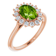 Natural Peridot & 3/8 CTW Natural Diamond Ring-14kt Rose Gold-6.00-