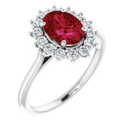 Lab-Grown Ruby & 3/8 CTW Natural Diamond Ring-14kt White Gold-