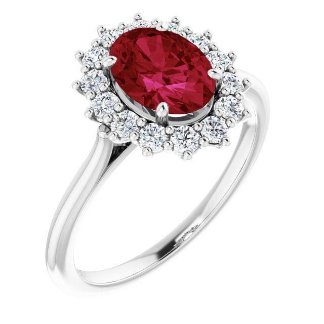 Lab-Grown Ruby & 3/8 CTW Natural Diamond Ring-14kt White Gold-
