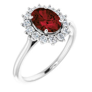 Natural Mozambique Garnet & 3/8 CTW Natural Diamond Ring-Platinum-6.00-