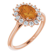 Natural Citrine & 3/8 CTW Natural Diamond Ring-14kt Rose Gold-6.50-