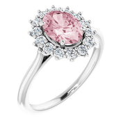 Natural Pink Morganite & 3/8 CTW Natural Diamond Ring-Platinum-