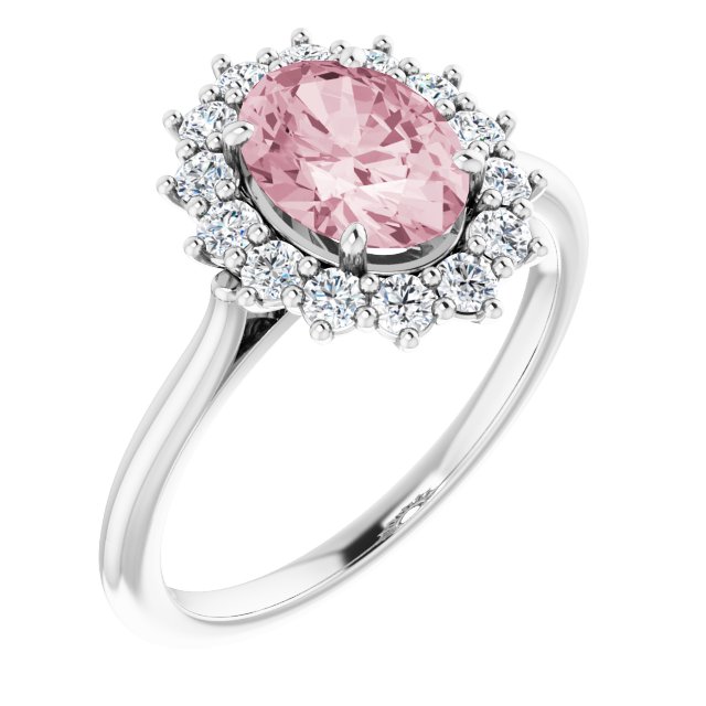 Natural Pink Morganite & 3/8 CTW Natural Diamond Ring-Platinum-