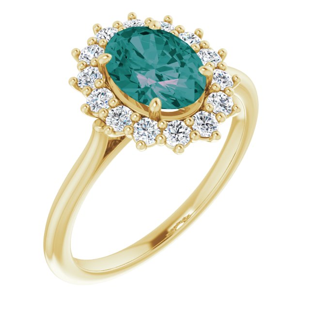 Lab-Grown Alexandrite & 3/8 CTW Natural Diamond Ring-14kt Yellow Gold-