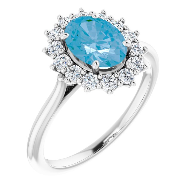 Natural Swiss Blue Topaz & 3/8 CTW Natural Diamond Ring-Platinum-6.00-