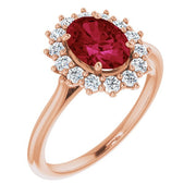 Lab-Grown Ruby & 3/8 CTW Natural Diamond Ring-14kt Rose Gold-