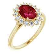 Lab-Grown Ruby & 3/8 CTW Natural Diamond Ring-14kt Yellow Gold-