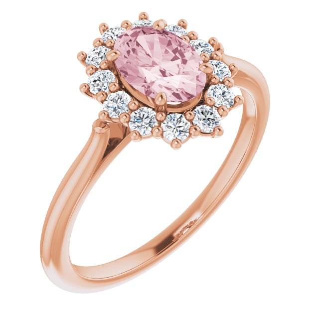 Natural Pink Morganite & 3/8 CTW Natural Diamond Ring-14kt Rose Gold-
